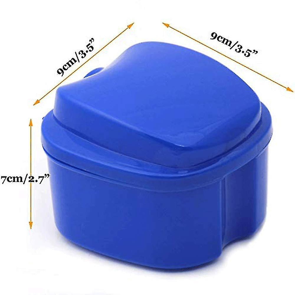 2 Pcs Denture Bath Case With Strainer Basket False Teeth Storage Box Holderretainer Cleaning Box