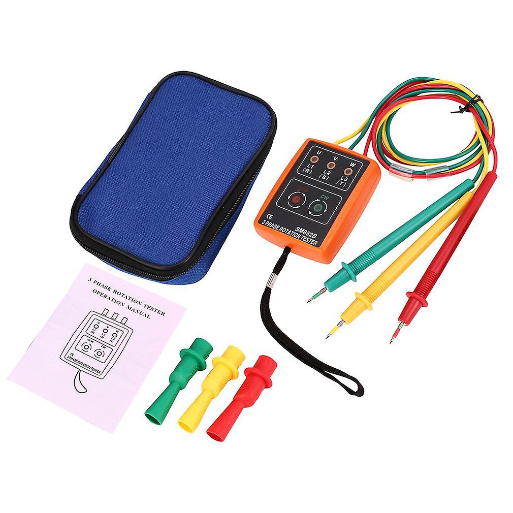 3 Phase Rotation Tester Digital Phase Indicator Detector Led + Buzzer Sm852b Phase Sequence Meter 60v~600v Ac Voltage Test