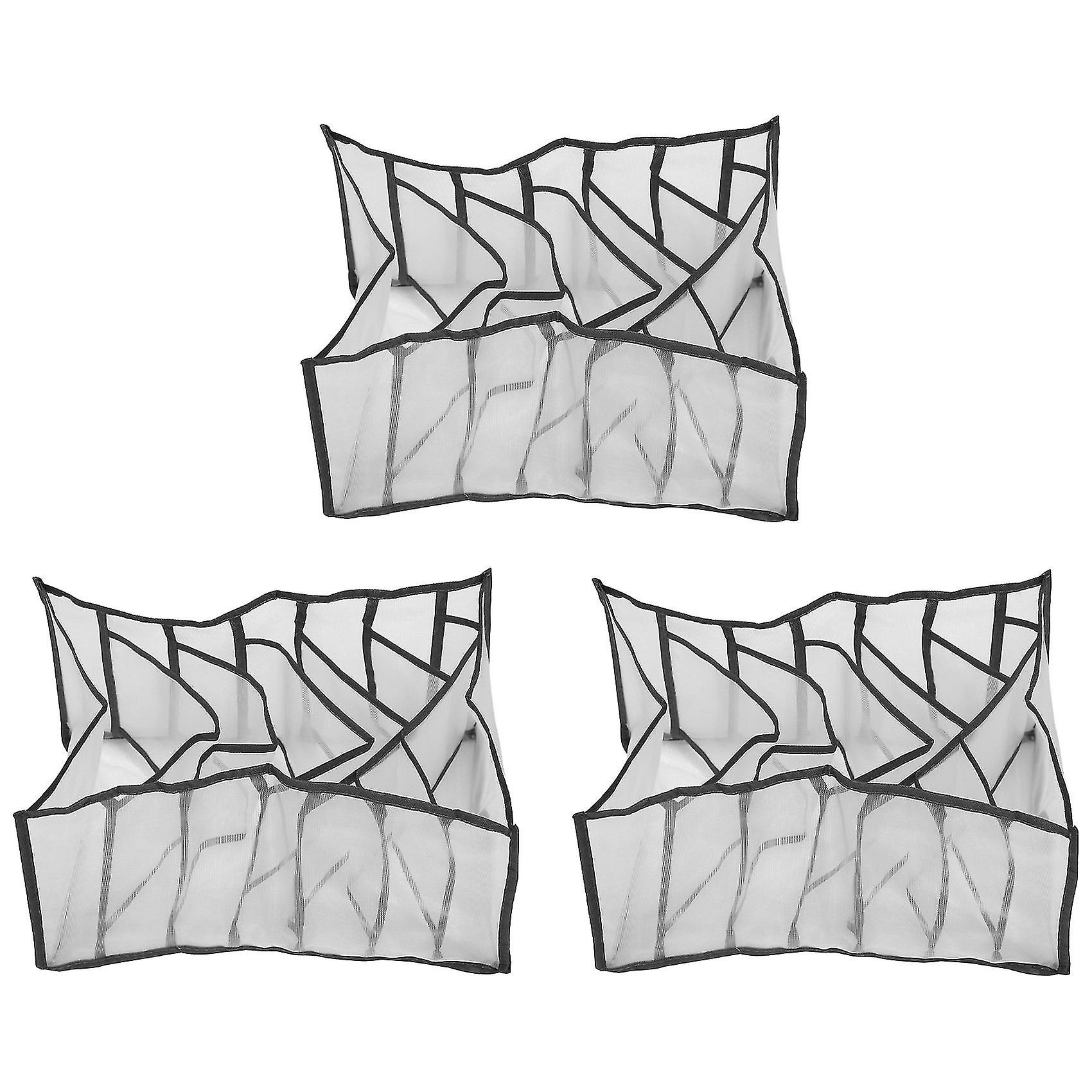 3pcs Washable Clothes Organizer,7 Grids Foldable Visible Closet Organizer Clothes Drawer Mesh Separ