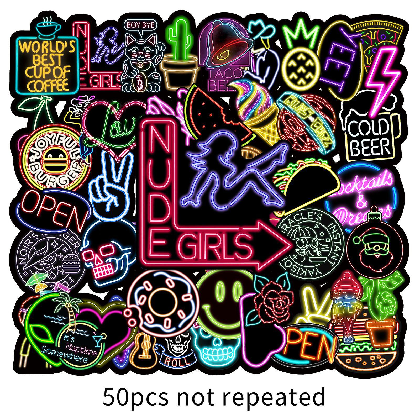 50 Adesivi Neon Da Corsa Per Auto, Skateboard, Moto E PC – Vinile Impermeabile, Antisole, Senza Residui, Ideali Per Decorazione Creativa