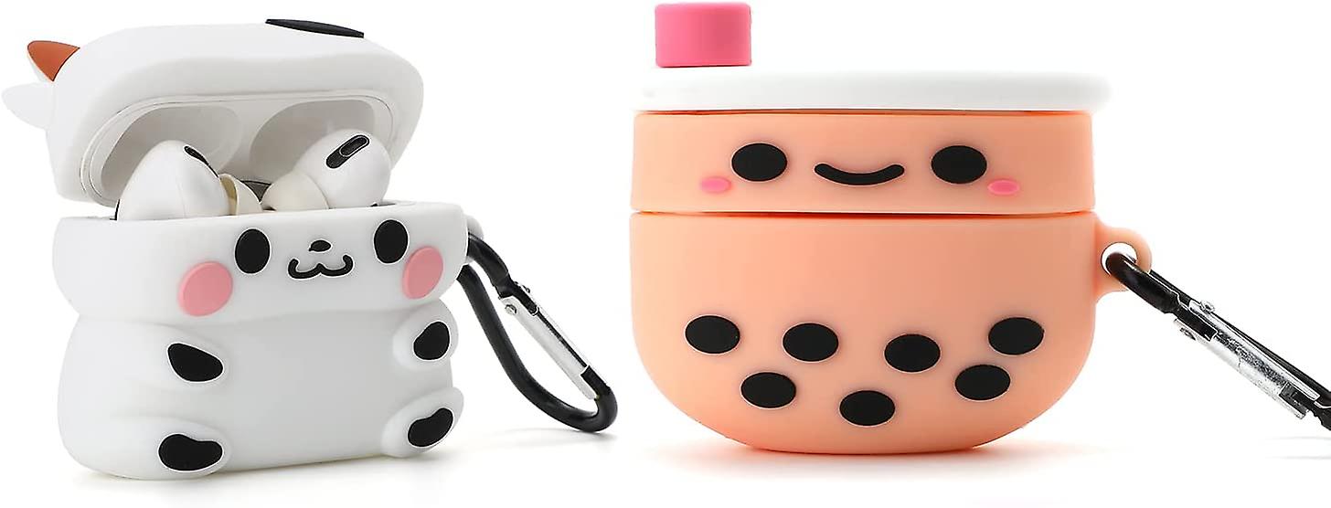Pack liangnv Cute Boba Tea+White Cow Case for Airpod Pro/Pro 2,3D Cute  Kawaii Kids Teens Girls Women Lovely Boba Tea+White Cow Case for Airpod Pro 