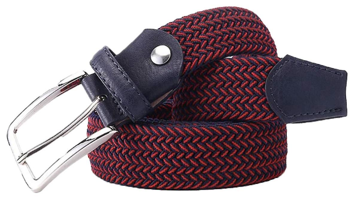 Bassin and Brown Chevron Striped Woven Belt - Wine/Navy