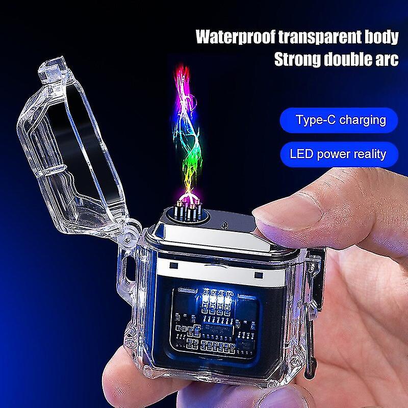 جديد مزدوج قوس للماء Windproof في الهواء الطلق شفاف الجسم أخف وزنا USB نبض أخف التخييم أخف وزنا