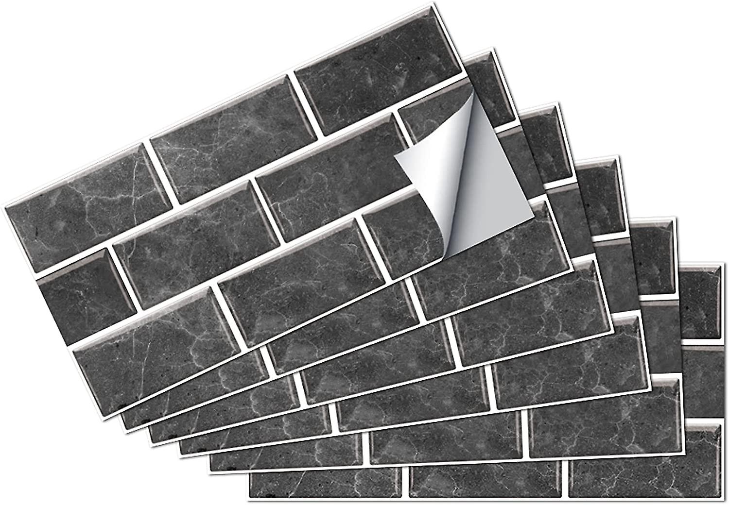 18 Pieces Rectangular Tile Stickers, Waterproof Adhesive Tile Stickers Gray 30x15cm