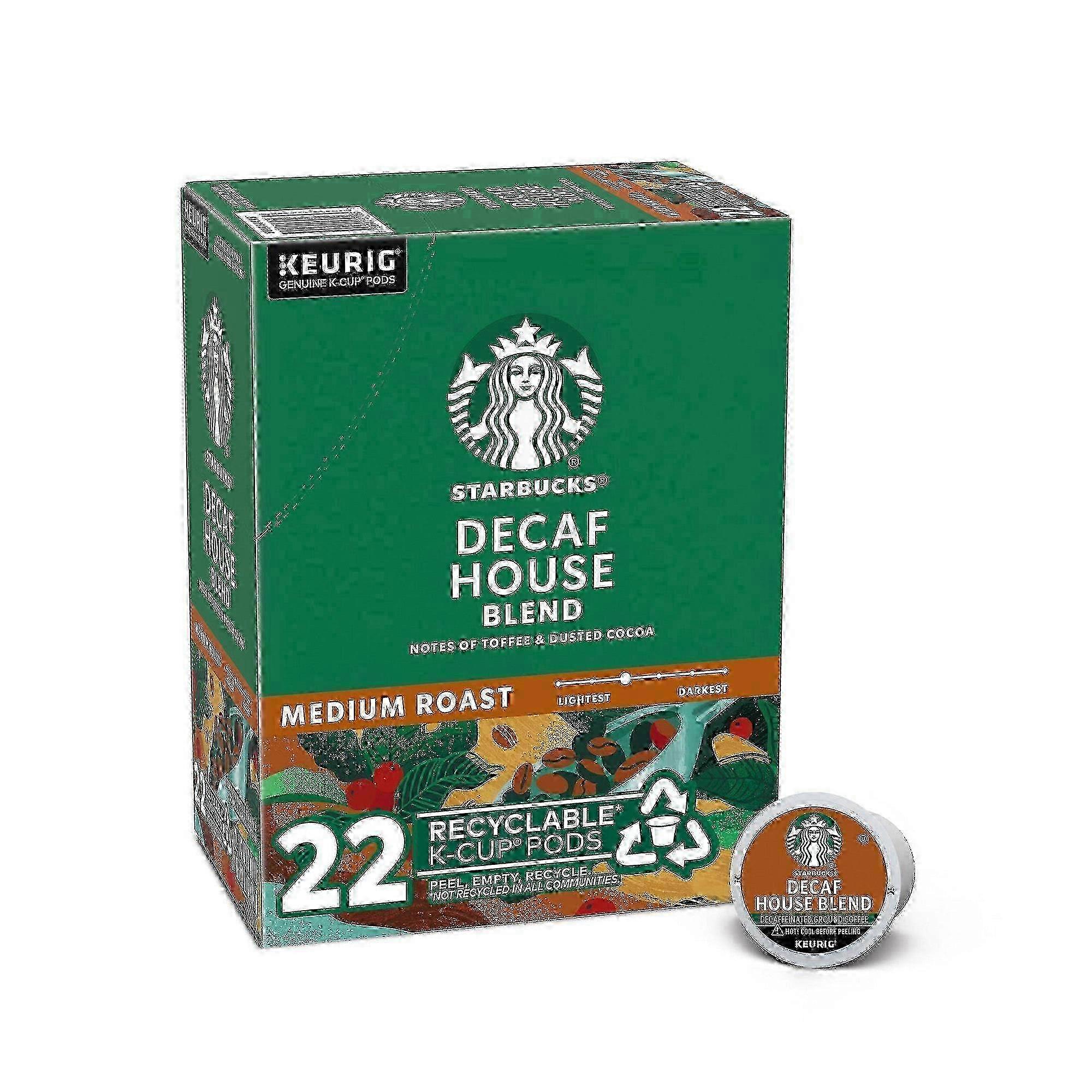 Starbucks Decaf K-cup Keurig Pods, House Blend Medium Roast, 22 Ea