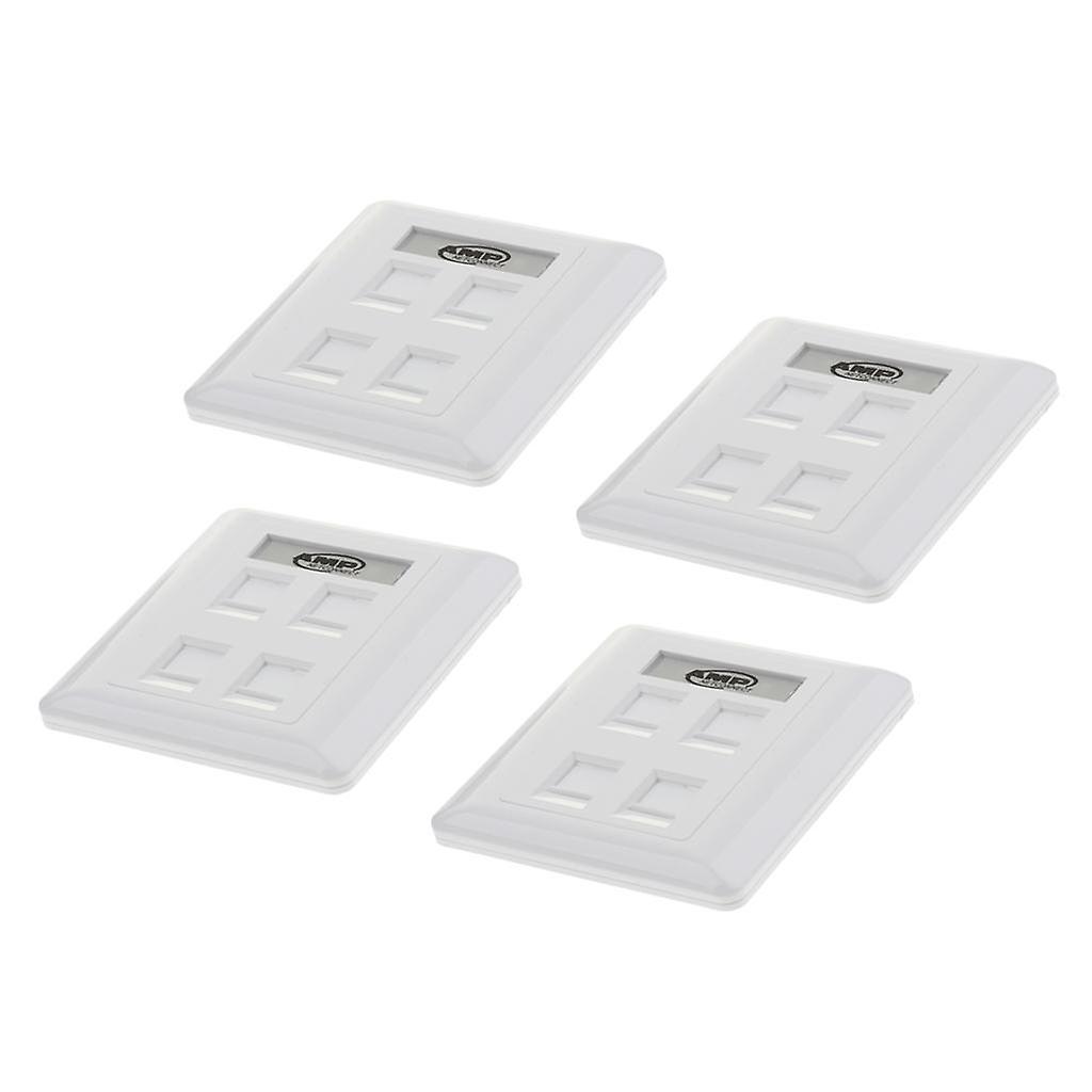 4x Quad Data Wall Outlet Face Plate 4 Port RJ45/RJ11 Ethernet Network Socket