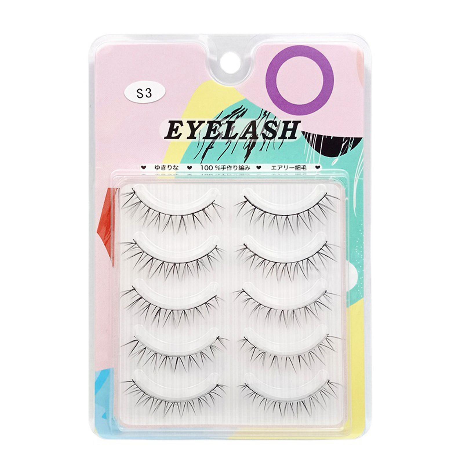 5 Pairs False Eyelashes Pack Soft 3d Effect Sharpened Tips Lashes No Irritation