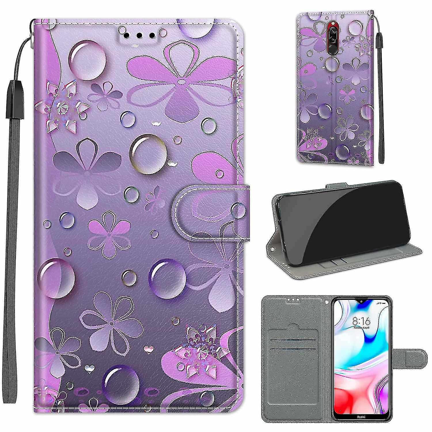 Compatible With Redmi 8 Purple Petals Mobile Case