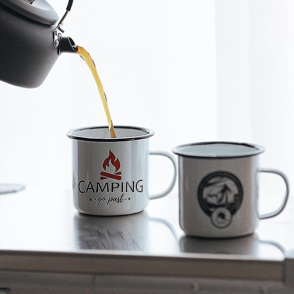 Compatible Withenamel Camping Mug Couple Set Print For Traveling Camping Hiking 1