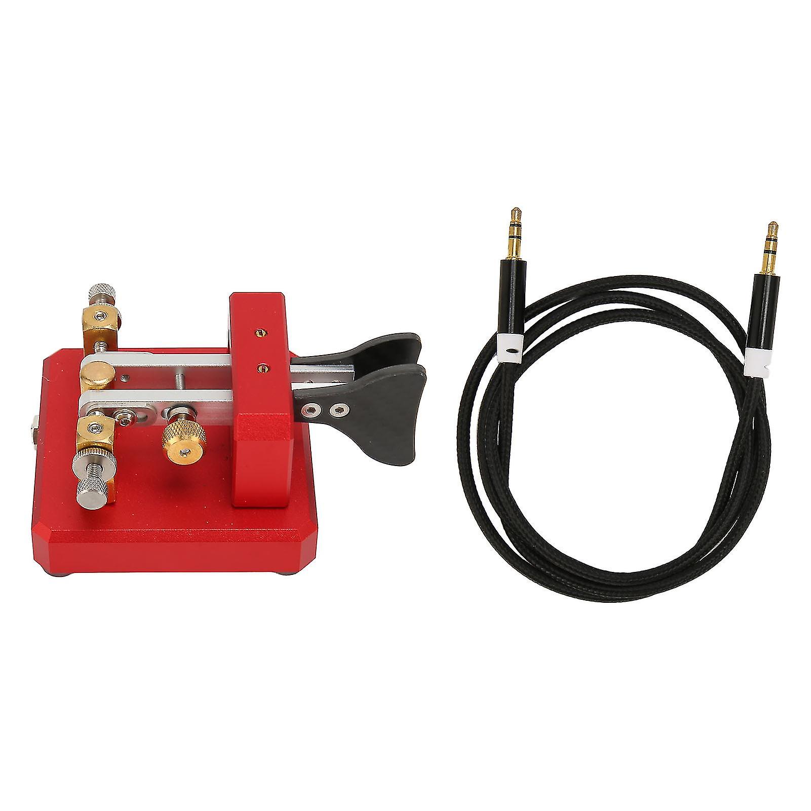 Morse Code Key Double Paddle Automatic Shortwave Portable CW Morse Telegraph Key for Camping Indoor Wine Red 