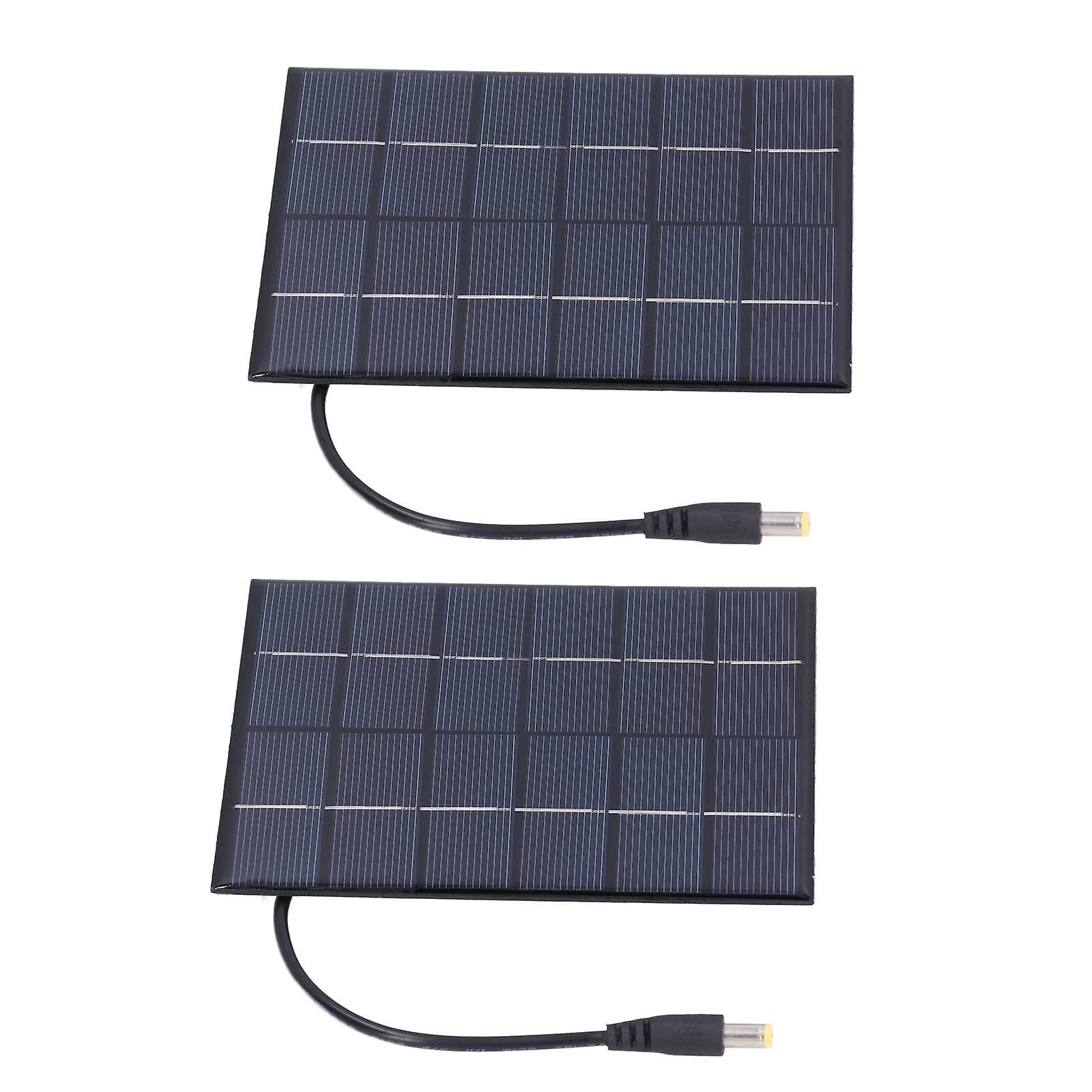 Lot de 2 panneaux solaires 2 W à taux de conversion élevé, sortie DC5521, batterie rechargeable 3,7 V, chargeur pour éclairage solaire