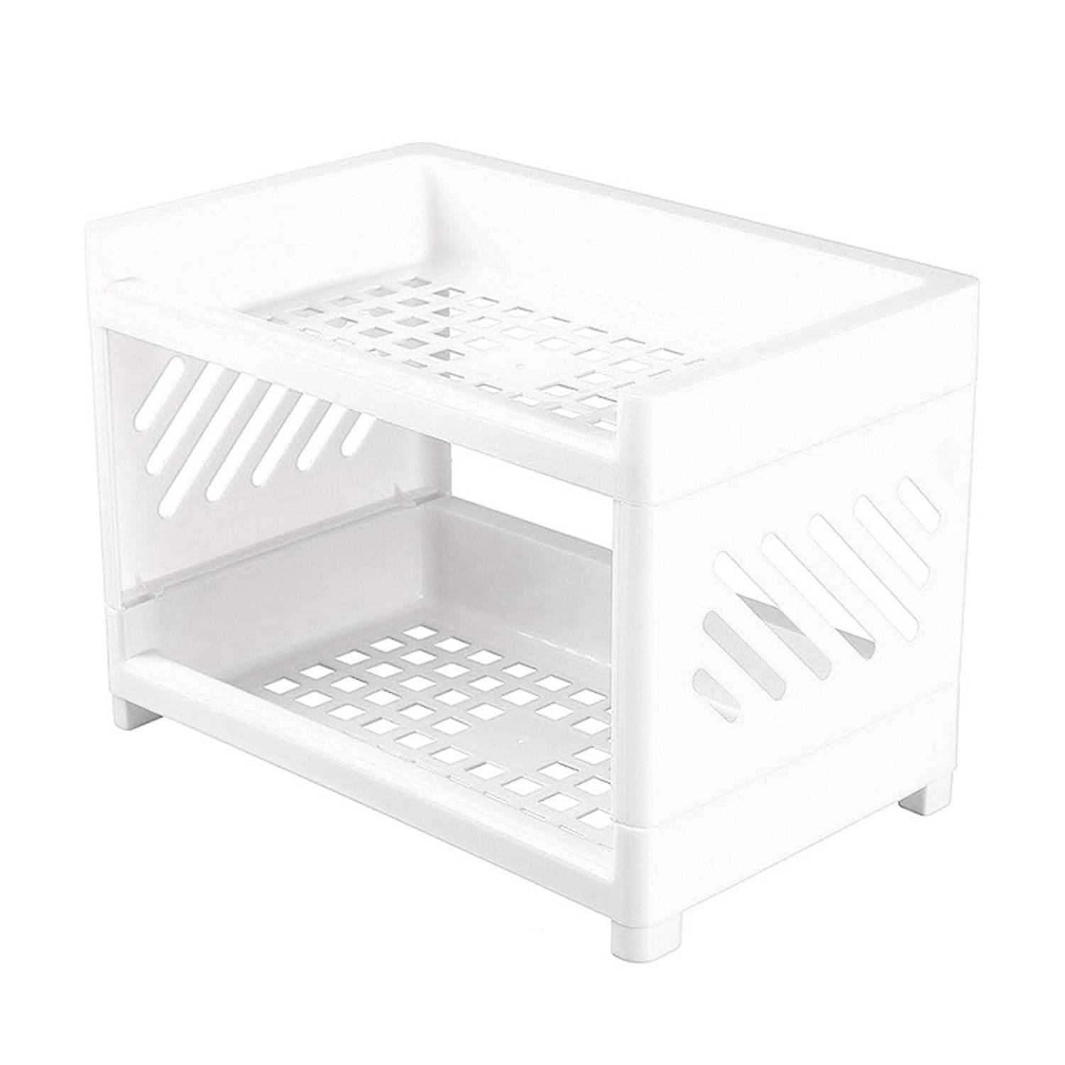 Storage Shelf Double Tiers Multi-Function Plastic Cosmetic Sundries Organizer for Home