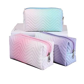 Gradient Reisegröße Kosmetiktasche, Reißverschluss Make-up Beutel für Frauen Mädchen Reise Essentials Kosmetiktasche Make-up Organizer (3 PCSPinkBlau und Lila)