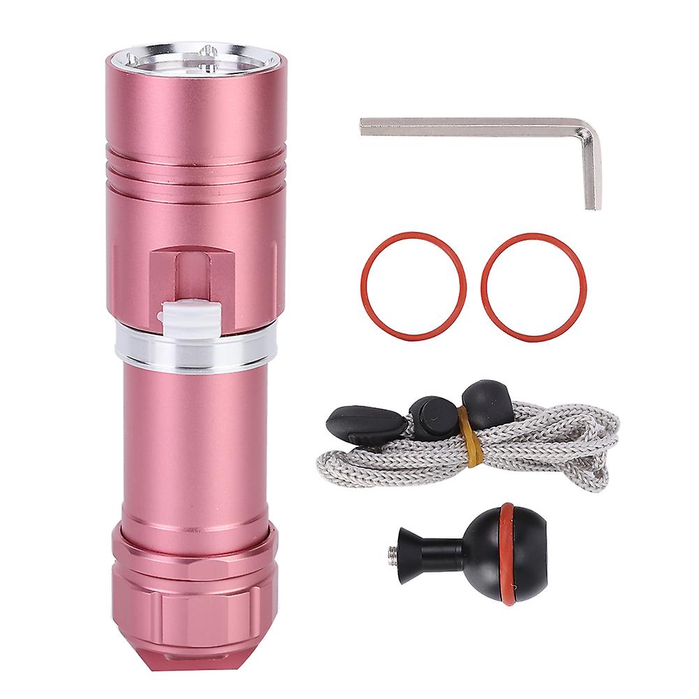 L2 LED Flashlight, Waterproof up to 100m, Ideal for Diving and Camping, Continuously Dimmable, Pink