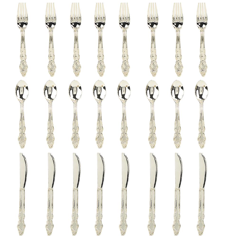 Beautiful Elegant Plastic Knife Fork Spoon Kit Tableware Set for Wedding Party