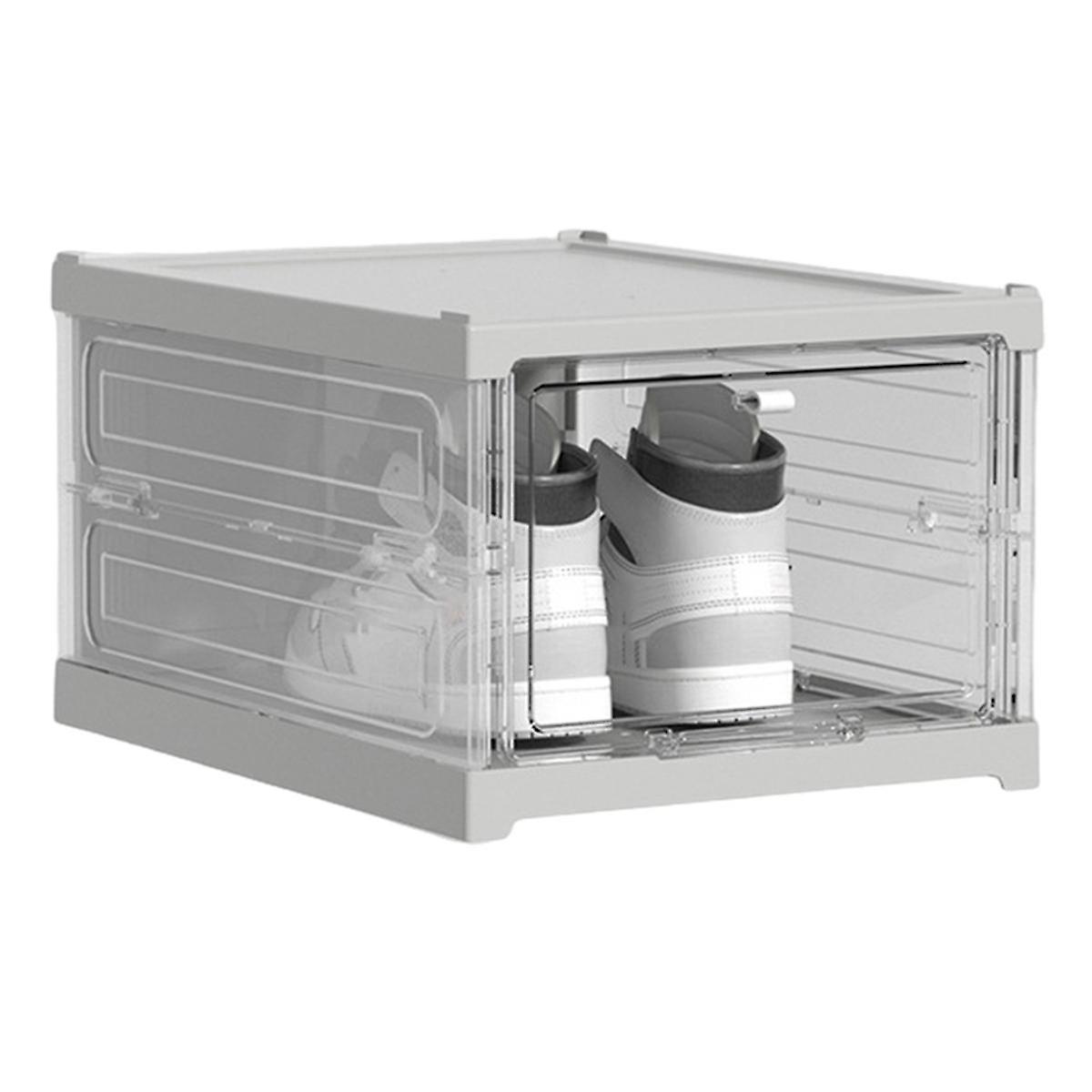 Foldable Integrated Shoe Box Organizer and Storage Boxes Cabinet Transparent Visible Installation F