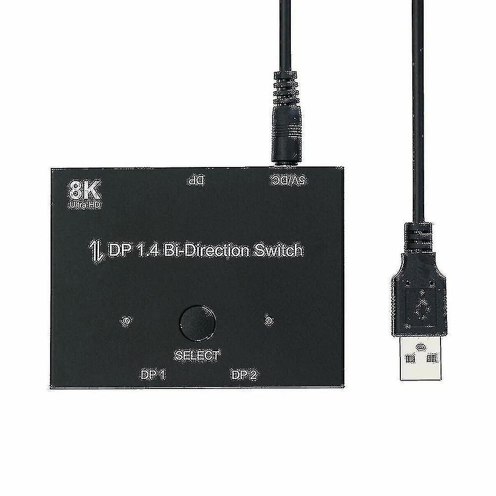 8k Dp 1 In 2 Out Displayport Splitter Switch For Hdtv Graphics Card Computer