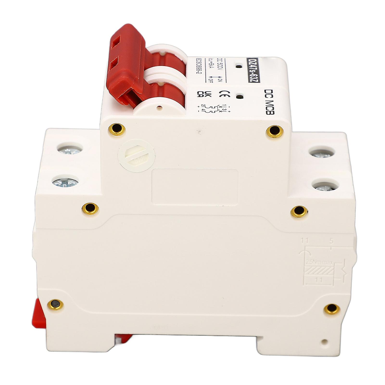 DC Circuit Breaker Short Circuit Protection Arc Extinguishing Miniature Circuit Breaker DC 500V 2P 25A 