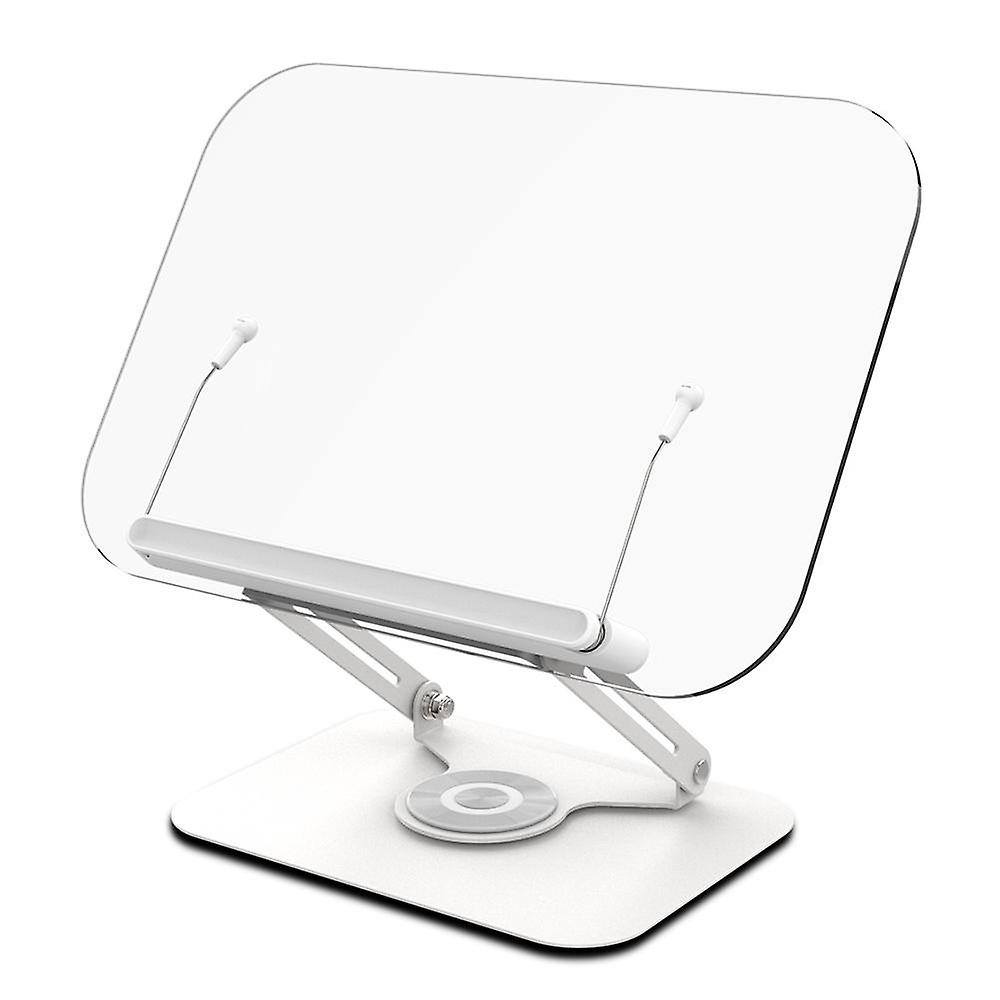 360 degrees Rotating Desktop Book Stand with Transparent Acrylic Panel Page Clips Foldable and Angle