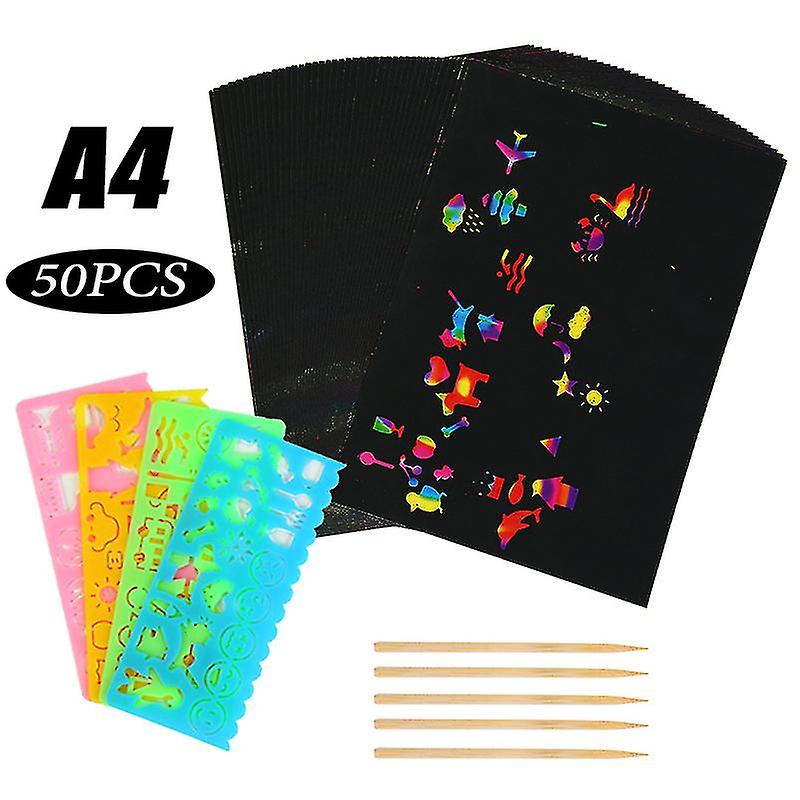 Rainbow Kaparás Papír Art Set 10/20/50 lapok Scratch It Off Papír rajztáblák Lap színes