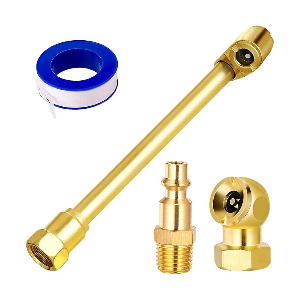 Dual Head Air Chuck Set 2-in-1 Ball Head Closed Flow Leak Proof for Tire Inflation with 1 4 NPT Thread Durable Metal Alloy Brass