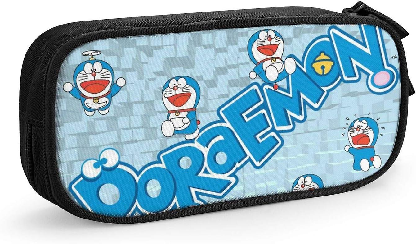 عبقور أنيمي قلم رصاص الحقيبة سعة كبيرة مزدوجة سحاب حقيبة القلم لمكتب المدرسة السفر - أسود SAOE004218