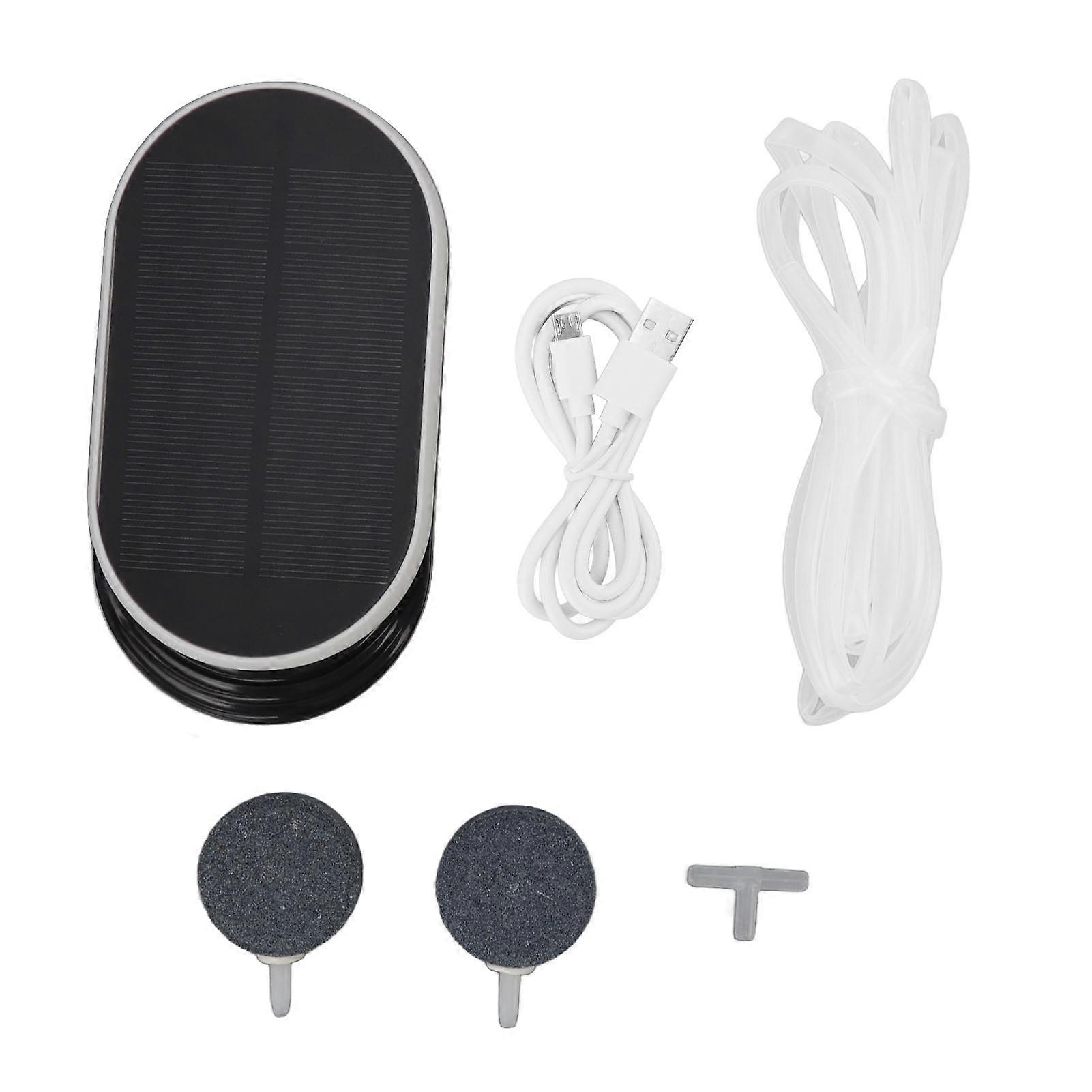Solar Oxygen Pump ABS Low Noise 3 Gears Aquarium Outdoor Fishing Aerator Pump for Pool 5V 1W NO.9104