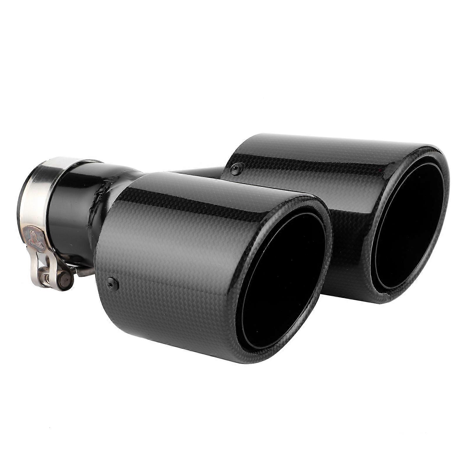 Carbon Fiber Dual Exhaust Tail Dual Pipe Glossy Y Shape Tail Pipe with Clamp for 58mm60mm Left Mount E2U211