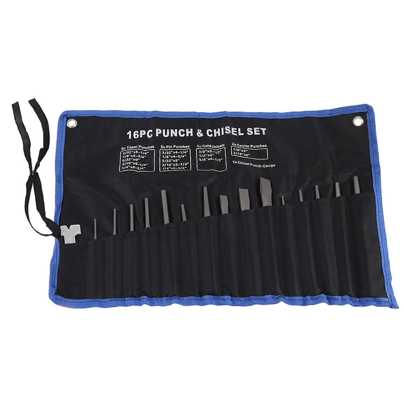 16Pcs Mechanics Punches and Chisel Set Pin Centre Taper Cold Gauge E2U128