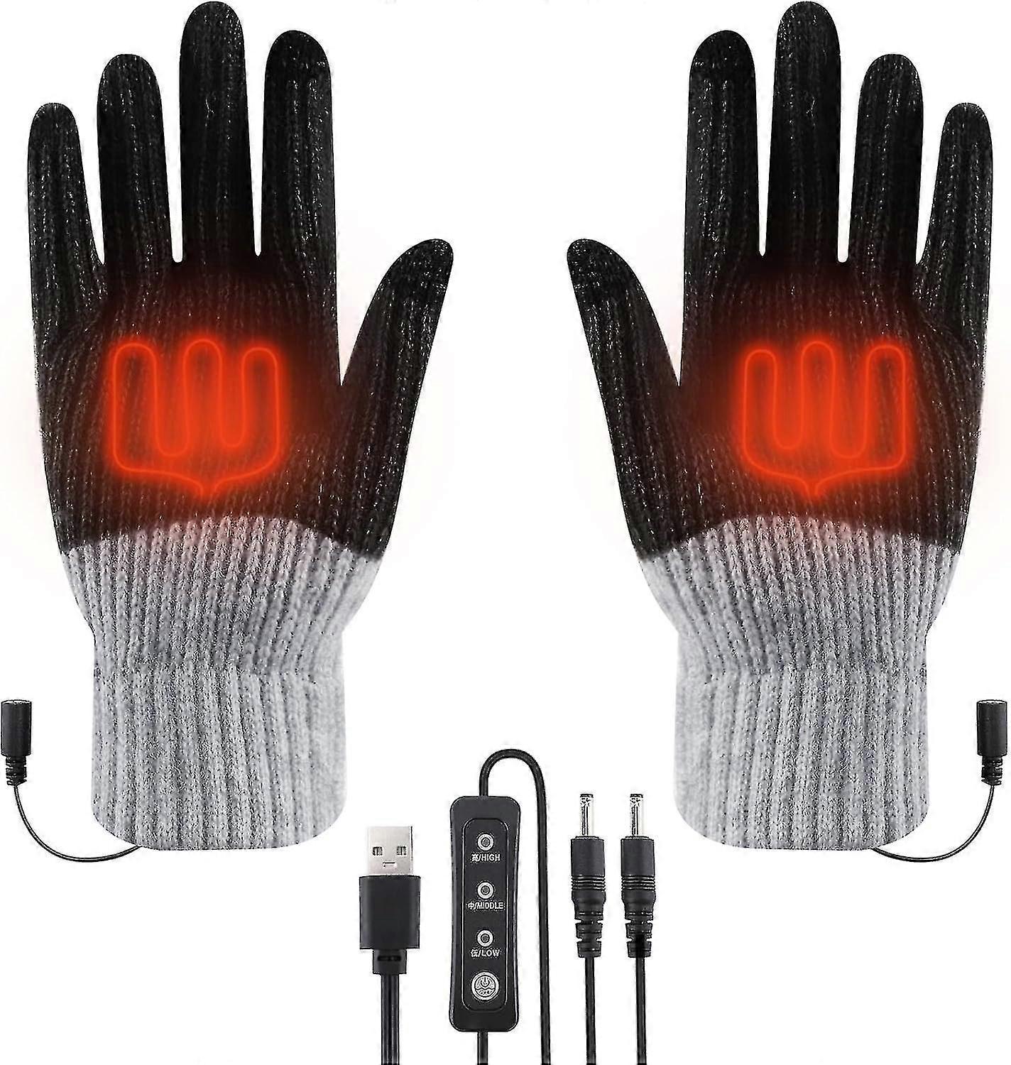 Gants Chauffants USB Avec 3 Niveaux De Température - Ouverture Pouce Et Index, Pour Ordinateur Et Extérieur - 6