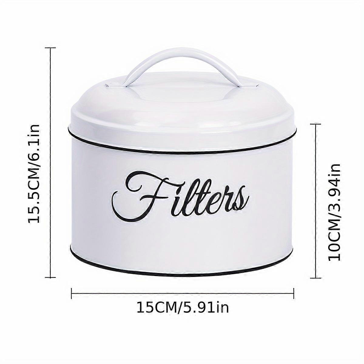 2pcs/set Nordic Iron Coffee Filter Paper Canister, Large Capacity Sealed Storage For Tea & Coffee Beans, Container For Bathroom Accessories & Home Dec