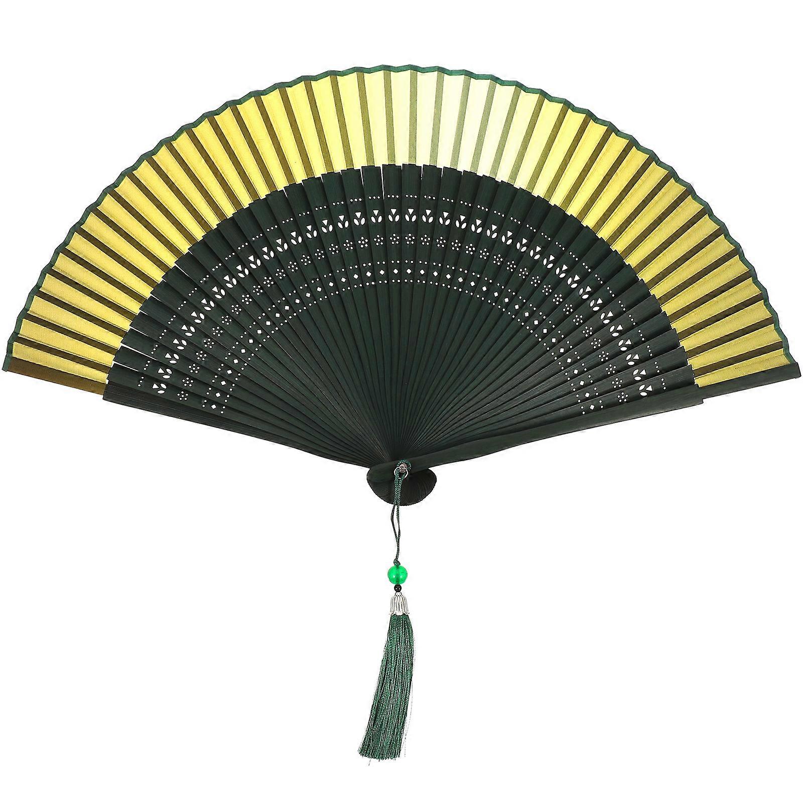 Folding Fan Chinese Style Hand Fan Vintage Handheld Fan with Tassel for Dancing