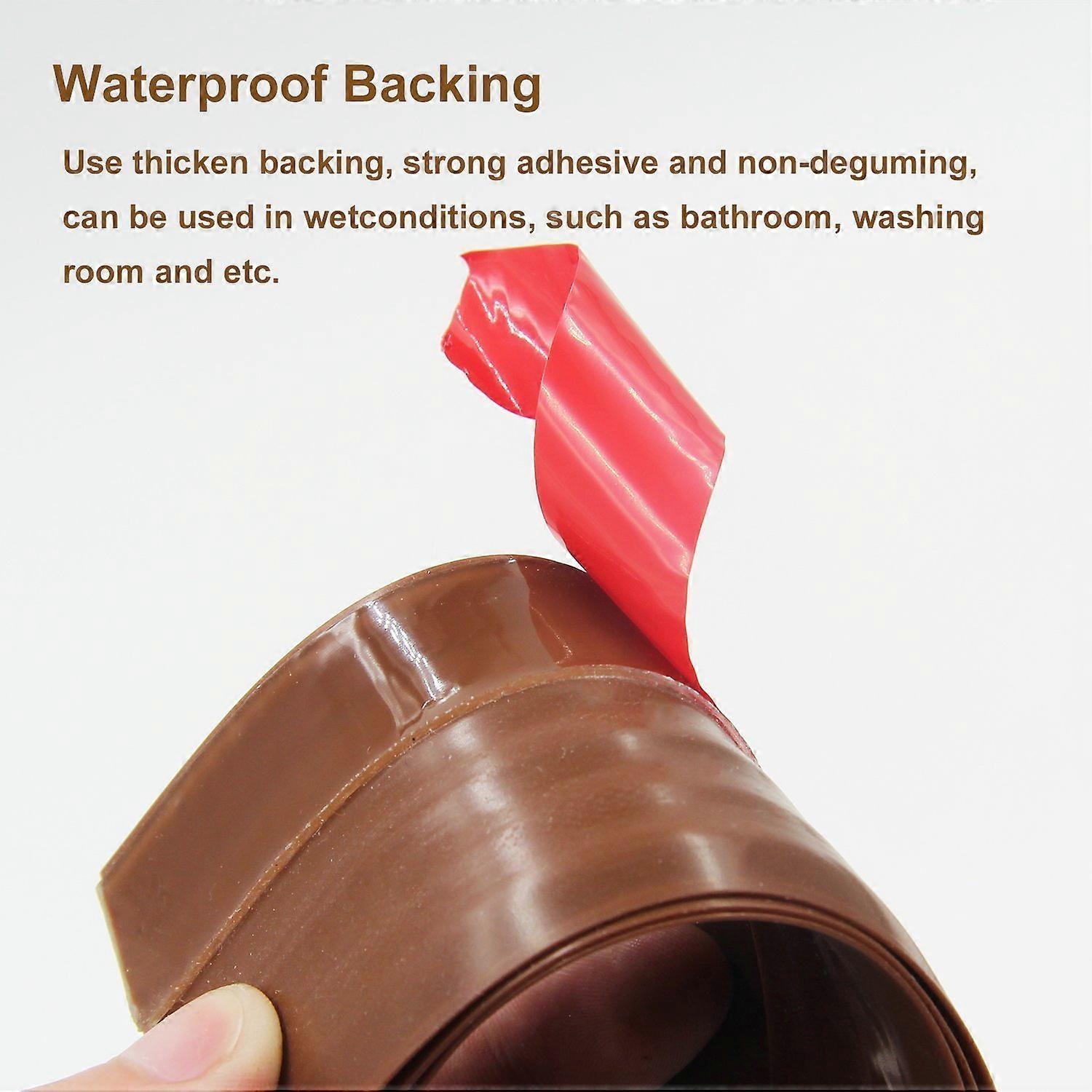 Self-adhesive Weather Stripping Door Bottom Seal Strip, 2" W x 39" L (Brown)