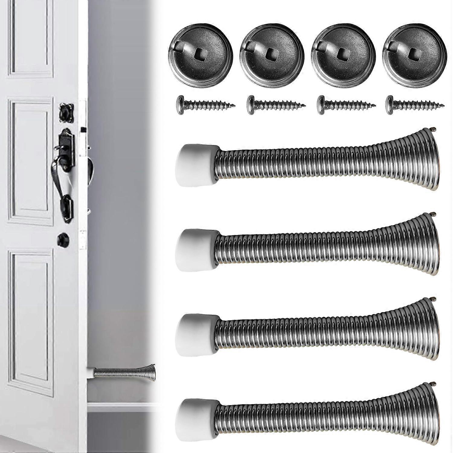 4pcs Spring Door Stop - Brushed Nickel Color