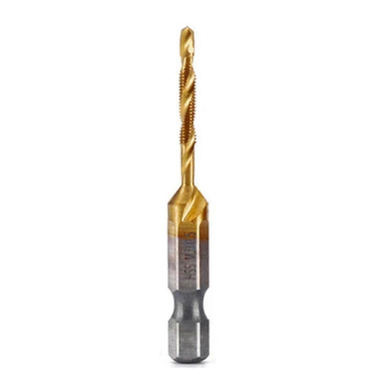M3x0.5mm Hex Shank Titanium Plated HSS Screw Thread Metric Tap Drill Bits Screw Machine Compound Tap Open Chamfer Tool