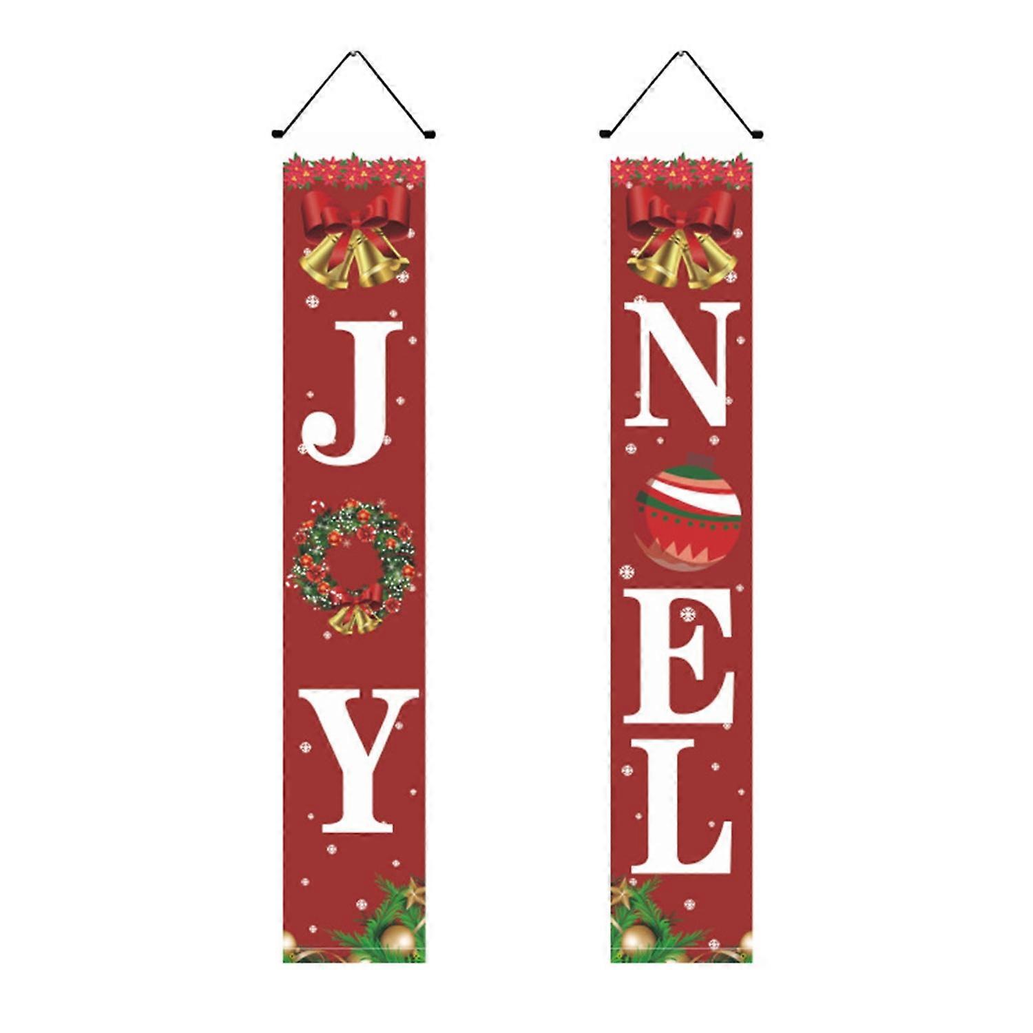 1 Pair Christmas Couplets Eye-Catching Clear Pattern Door Hanging Banner Couplets for Home Festive