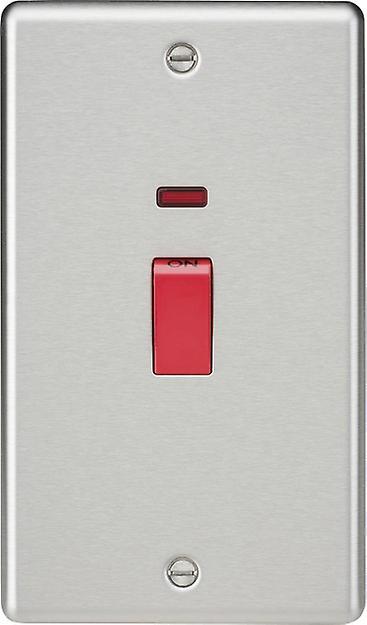 Knightsbridge 45A DP Switch with Neon (double size) - Rounded Edge Brushed Chrome - CL82NBC