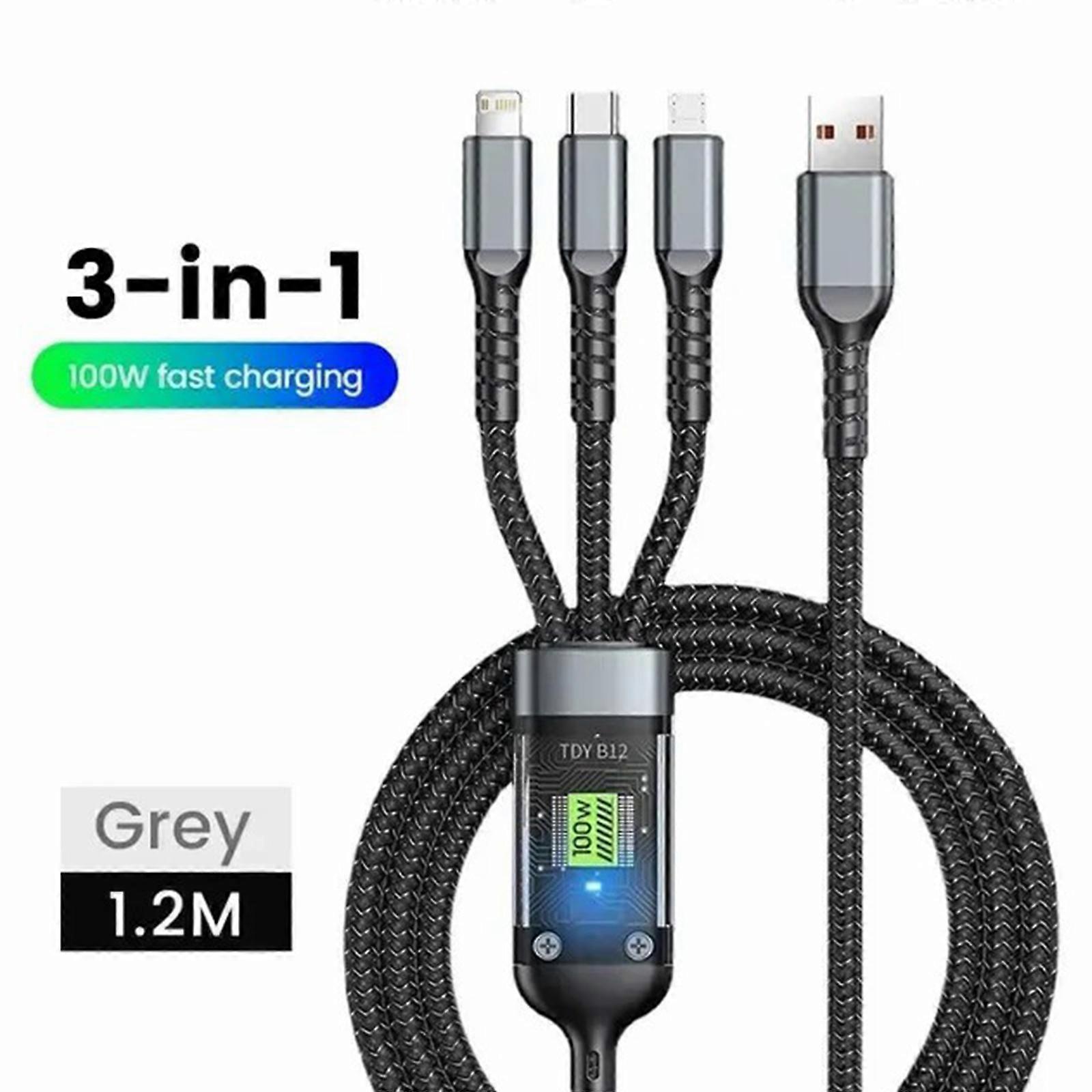 3-in-1 100W Fast Charging Data Cable