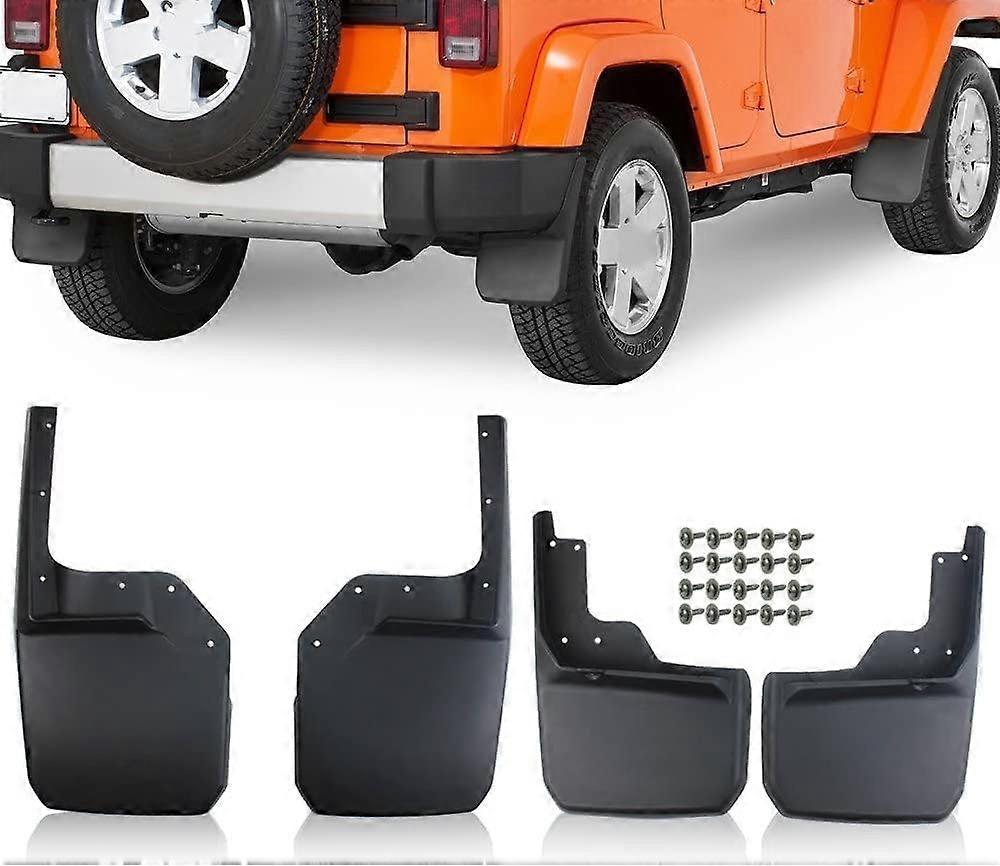 4Pcs Car Mudguard Mud Flaps for Jeep Wrangler JK 2007-2018, Custom Front and Rear Auto Mudflap Set Mud Flaps Kit Splash Guards Full