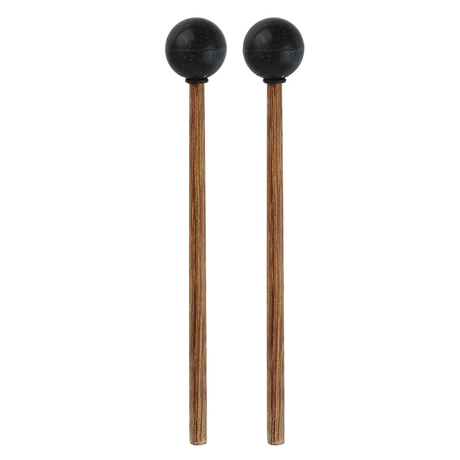1 Pair Drum Mallet Rubber Head Wood Handle 8in Instrument Accessory Set Kit for Playing