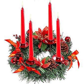 Adventskranz Knstlicher Kerzenstnder-Weihnachtskranz mit 4  KerzenhalternRot,30 cm | Fruugo BE