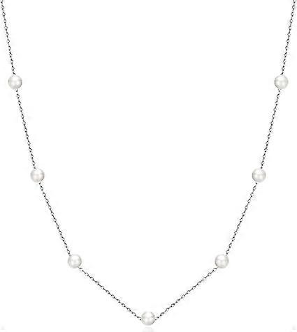 Silver-plated pearl chain necklace