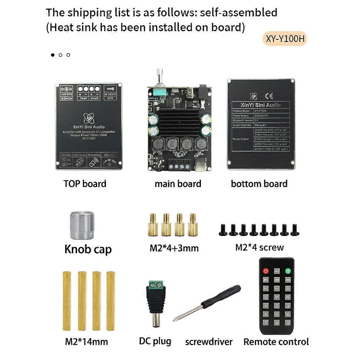 HIFI Class 100Wx2 Stereo Bluetooth Digital Amplifier Board Module TPA3116 with Remote Control Y100H Module
