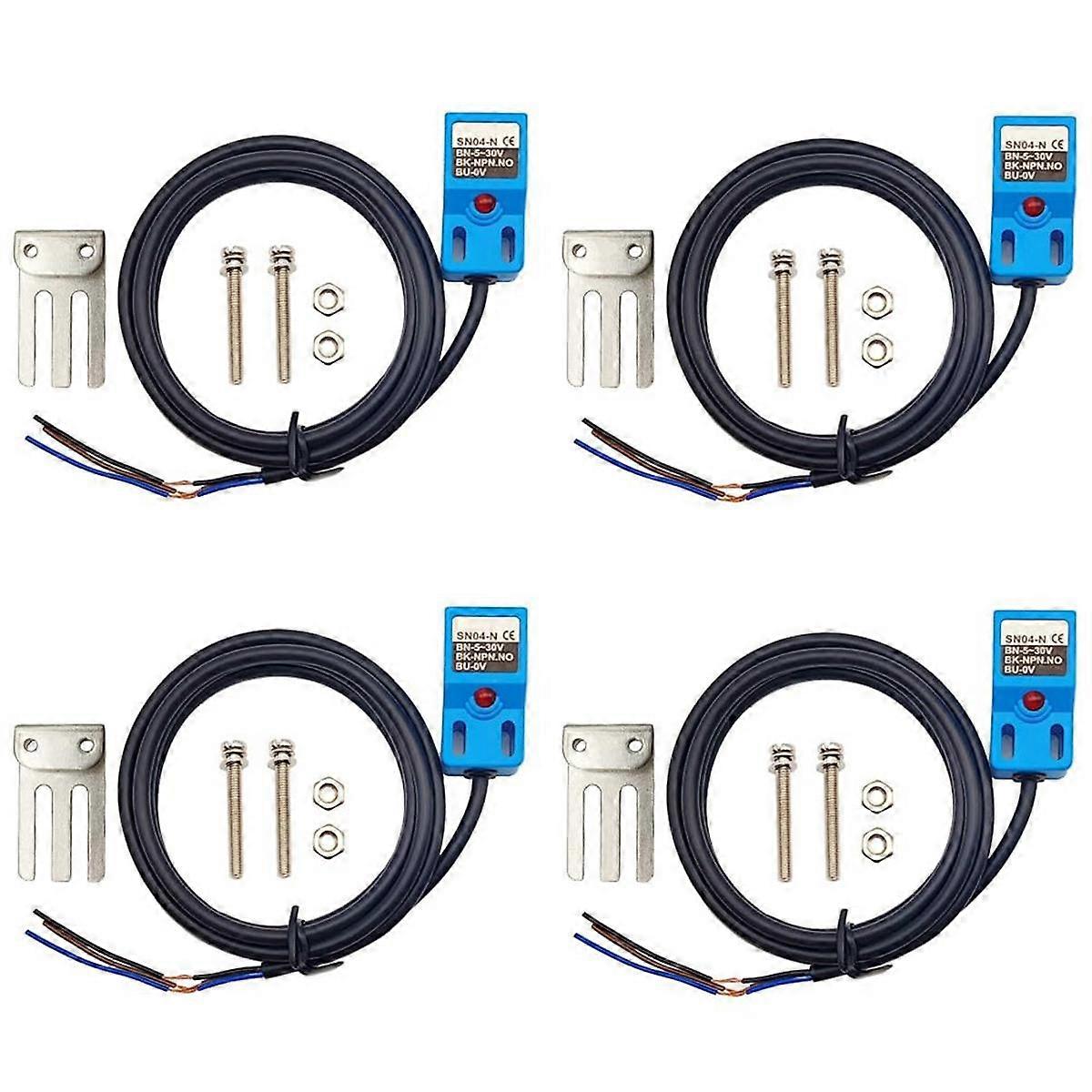Inductive Proximity Sensor SN04-N Normally Open Detection Approach Switch NPN NO with Bracket (Blue, 4 Pack)