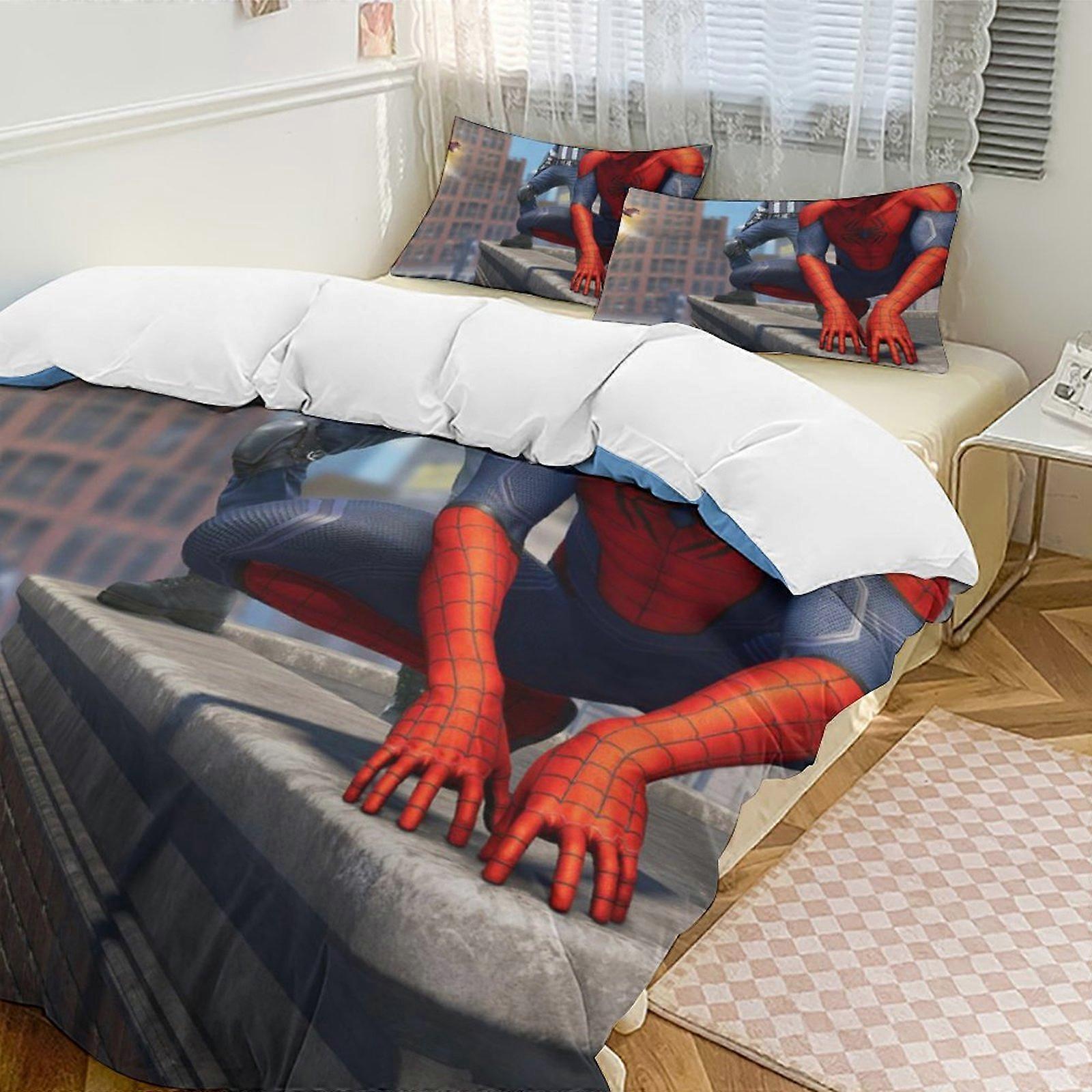 v826 Spider-Man 3-Piece Twin Bed Set - Includes 1 Single Quilt And 2 Pillow Cases Bedding - Fade Resistant Microfiber - Spider io826