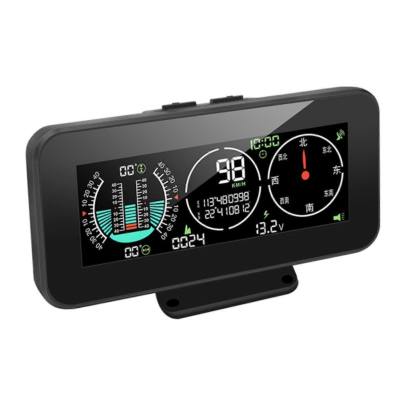 Inclinomètre numérique de voiture HUD Automobile HUD Angle de tangage Pente Compteur de vitesse Compas