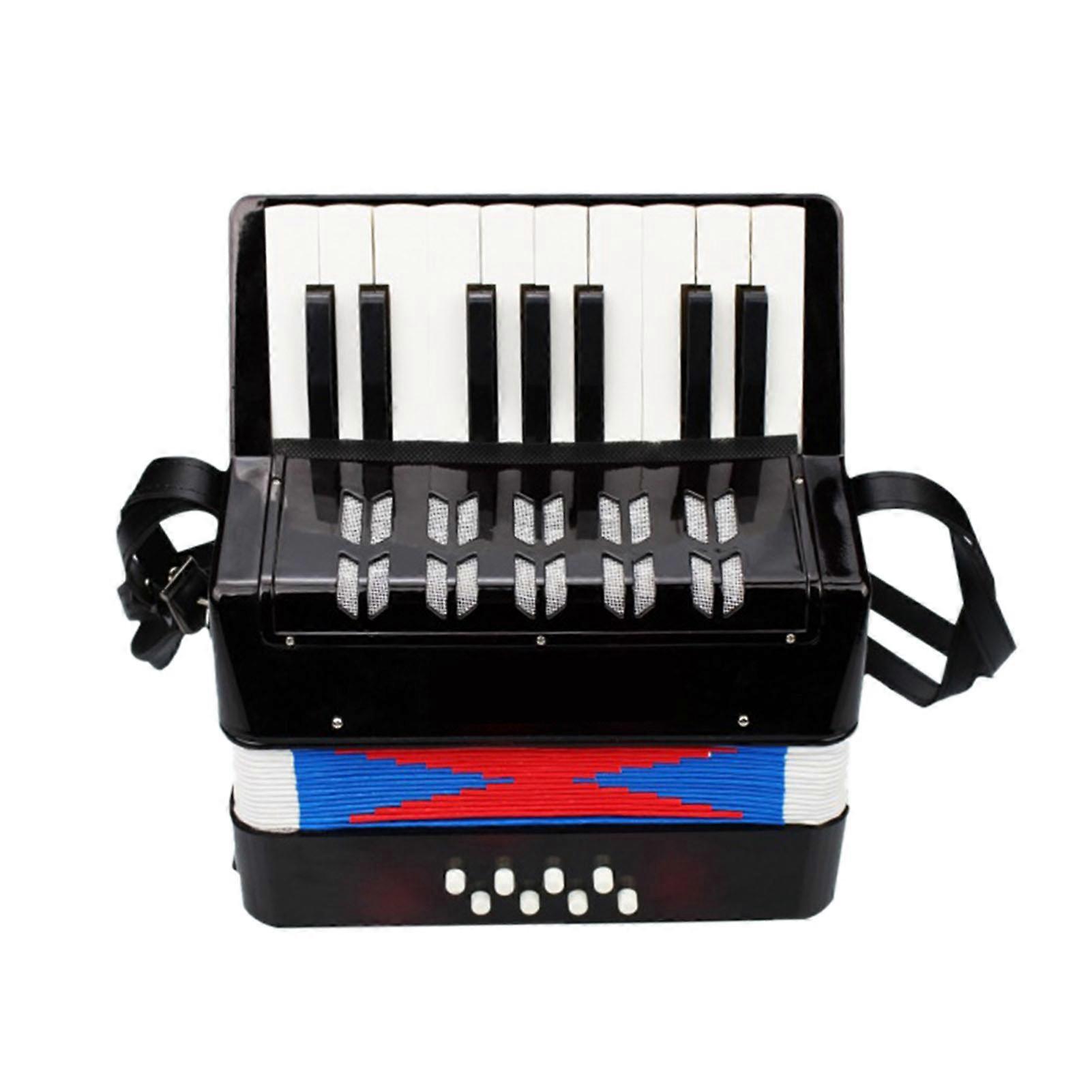 Accordion Black Educational Beautiful Timbre Accurate Scale Sensitive 17 Keys 8 Bass Accordion for Beginners
