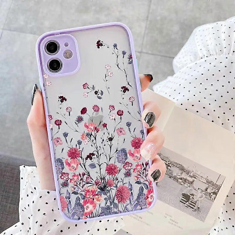 Butterfly Lavender Higan Flower Phone Case For iphone 7 8 plus 12 13 mini 11 15 14 pro max X XR XS Max Shockproof Shell Cover