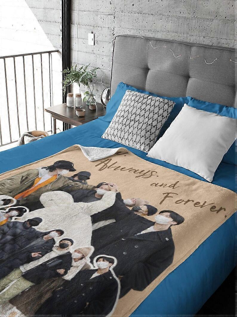 Custom OT7 Photo Blanket, Military Enlistment Velveteen Plush Blanket, Custom Gift for Army and K-Pop, Namjooning-PIYR62
