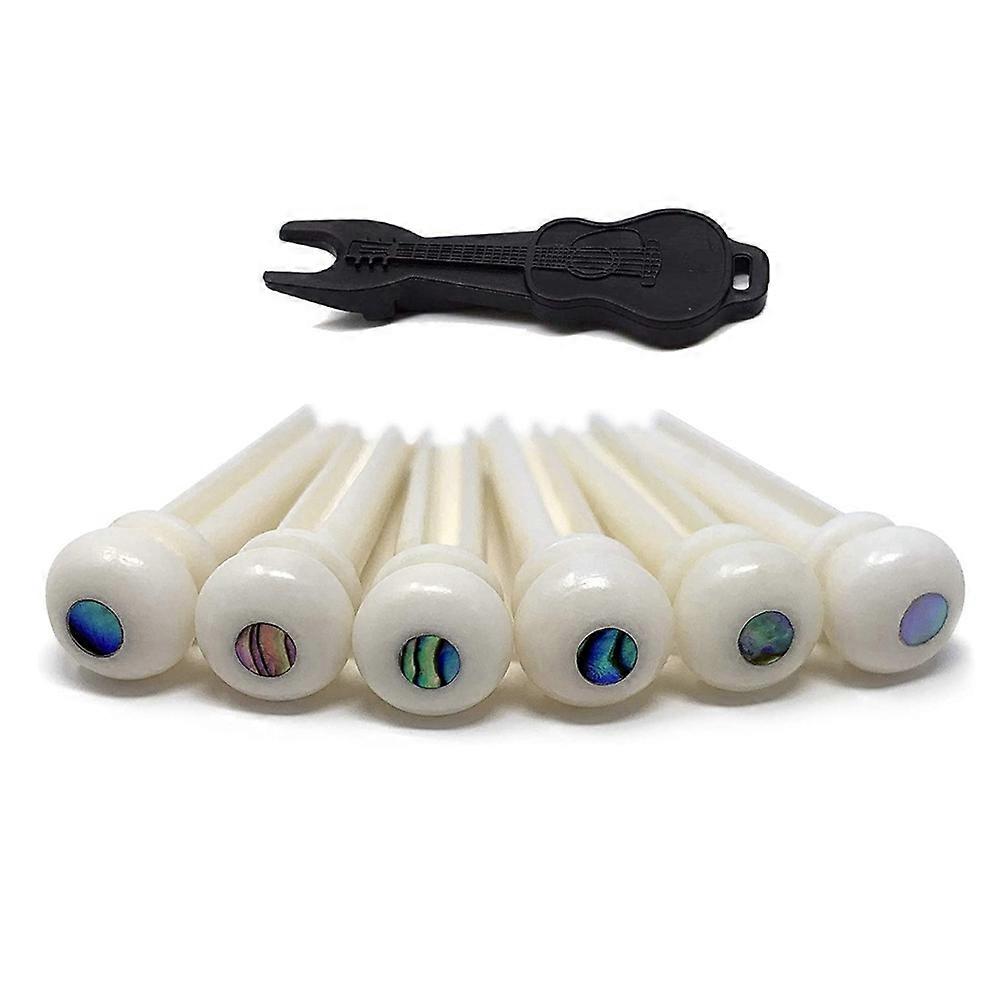 Gitarr Cattle Bone Material Akustisk gitarr Bridge Pins med Pearl Shell Dot för akustiska Folk Guitar Tillbehör